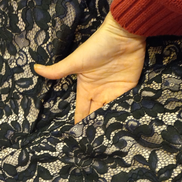 STUNNING Eliza J one shoulder NYSTROMS tea length navy lace dress size 10 - Picture 11 of 15